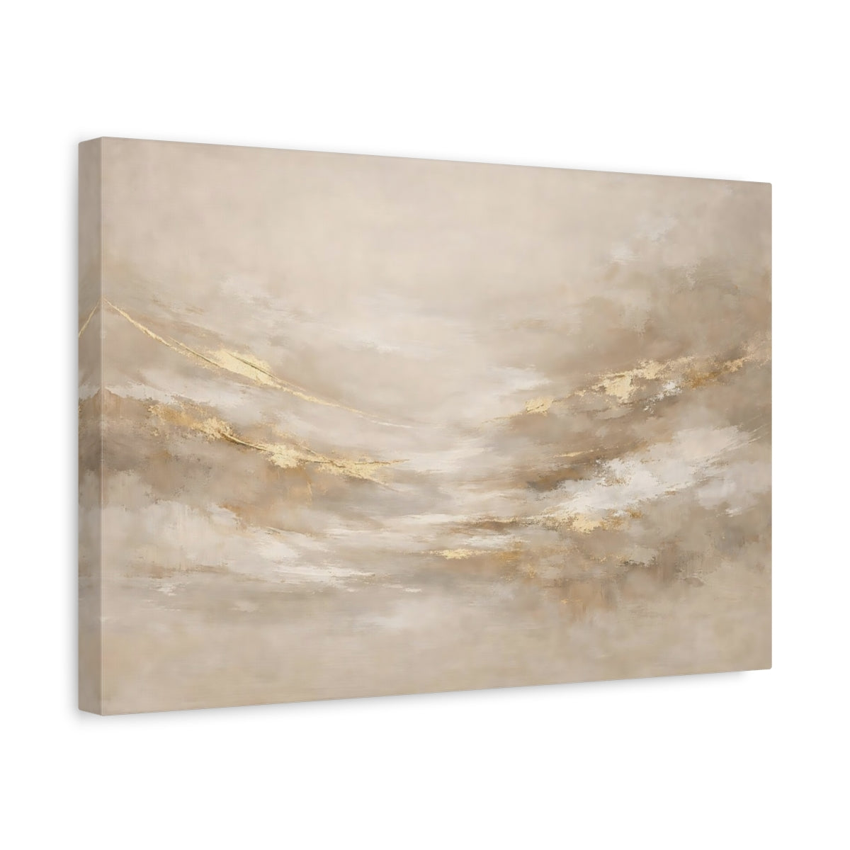 Side Mockup 4. Abstract Abstract Texture Gold And Beige shown as stretched canvas wall art