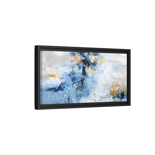Modern Abstract White Blue Framed Canvas Print - Contemporary Living Room Art - YesArtYes