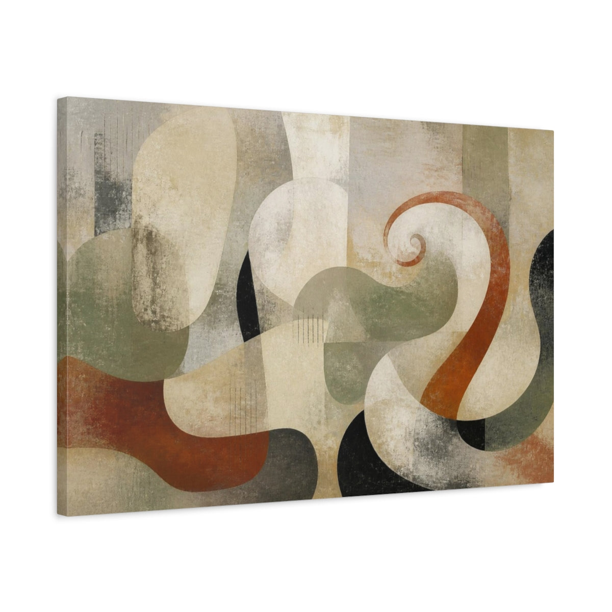 Side Mockup 2. Modern Biomorphic Swirl shown as canvas print