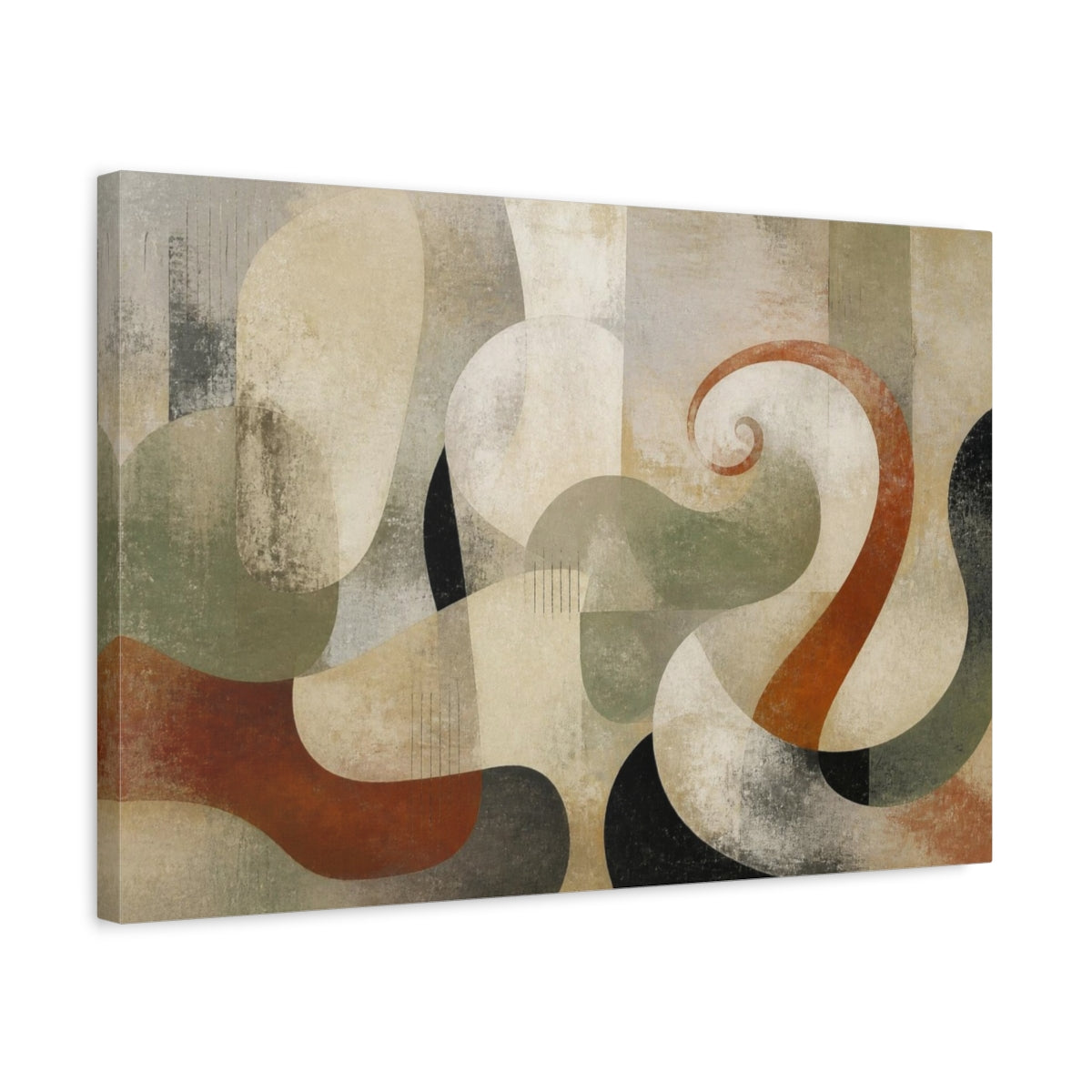 Side Mockup 3. Modern Biomorphic Swirl shown as canvas print