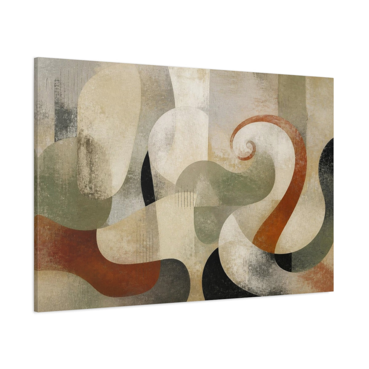 Side Mockup 1. Modern Biomorphic Swirl shown as canvas print