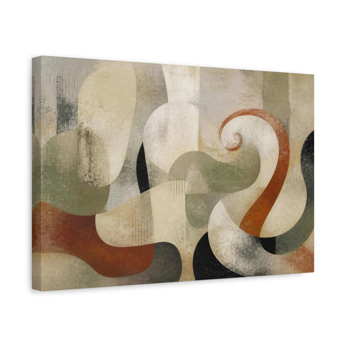 Side Mockup 4. Modern Biomorphic Swirl shown as canvas print