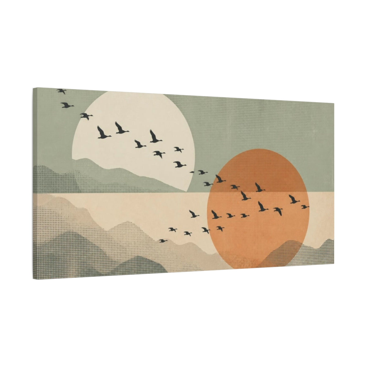 Main Mockup. Modern Bird Silhouettes shown as canvas print