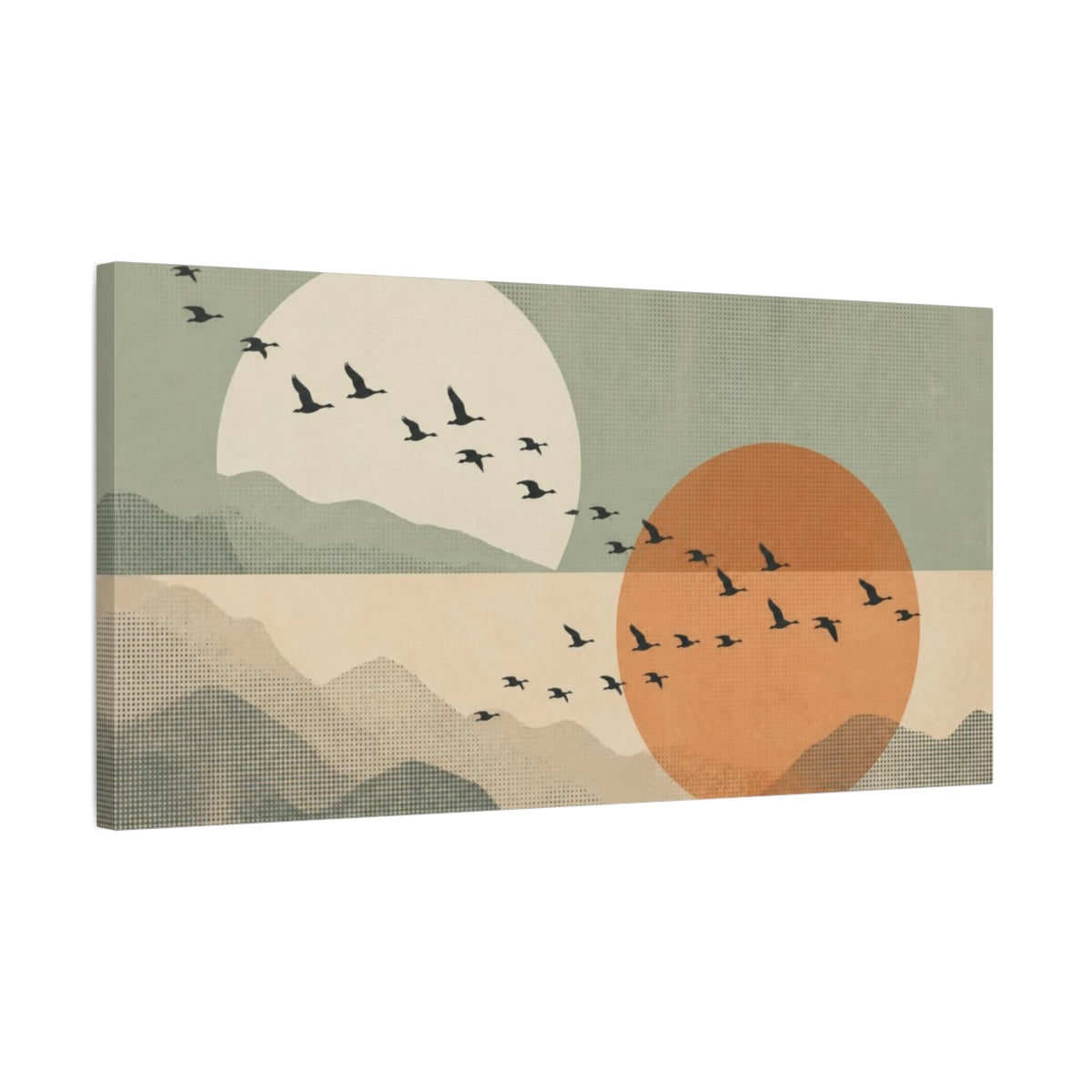 Side Mockup 1. Modern Bird Silhouettes shown as canvas print