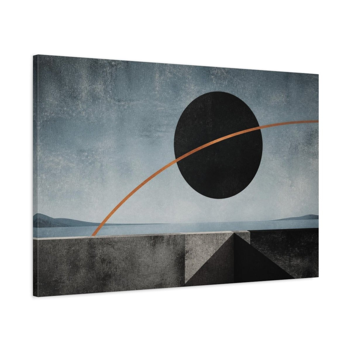 Modern Black Disc Eclipse Canvas Print Wall Art – Living Room Decor, Above Fireplace - YesArtYes