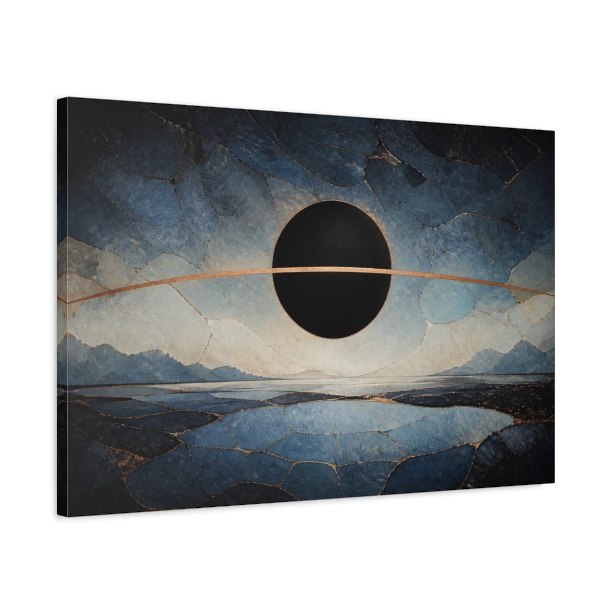 Modern Black Eclipse Canvas Print Wall Art – Living Room Decor, Above Couch - YesArtYes