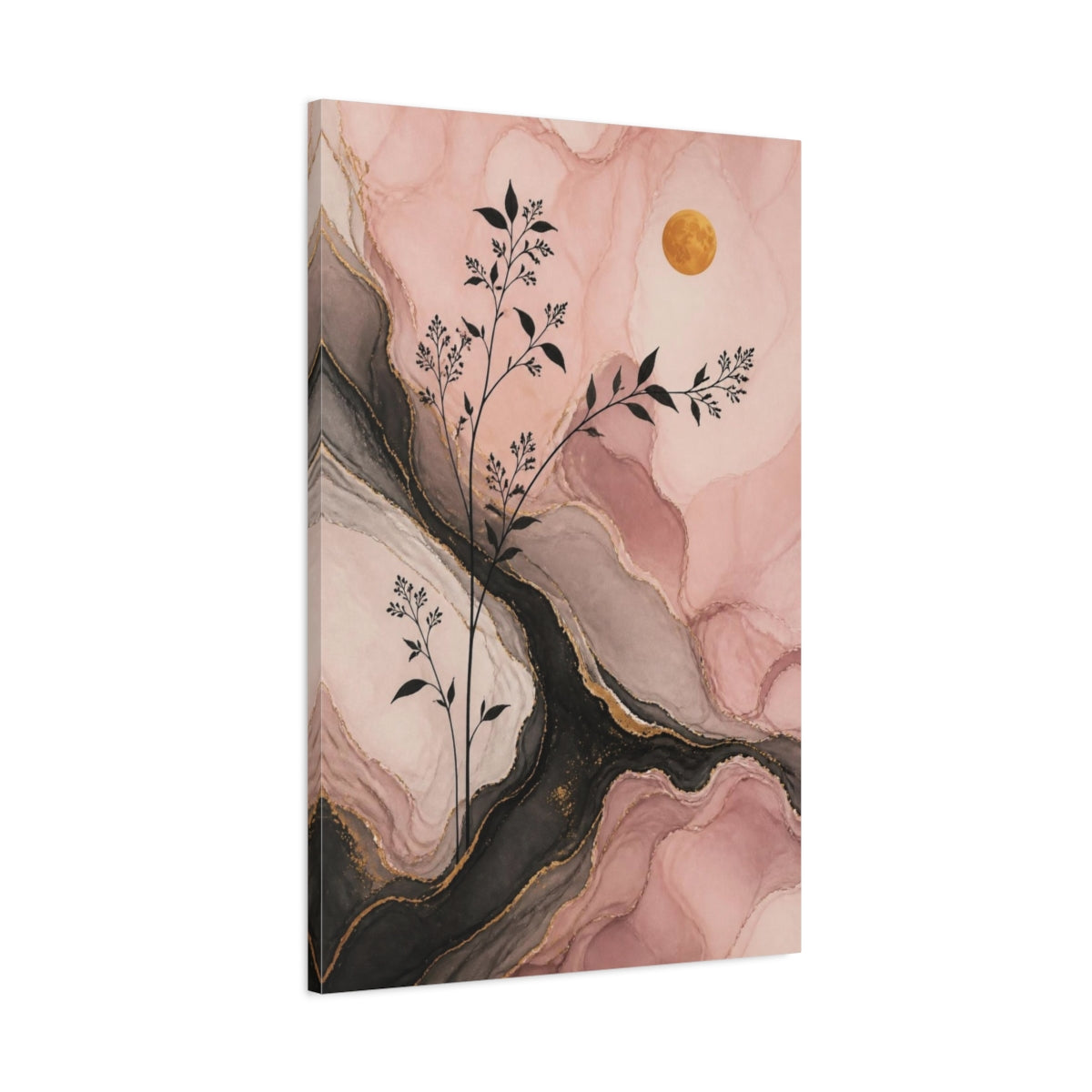 Main Mockup. Modern Blush Botanical Moon shown as canvas print