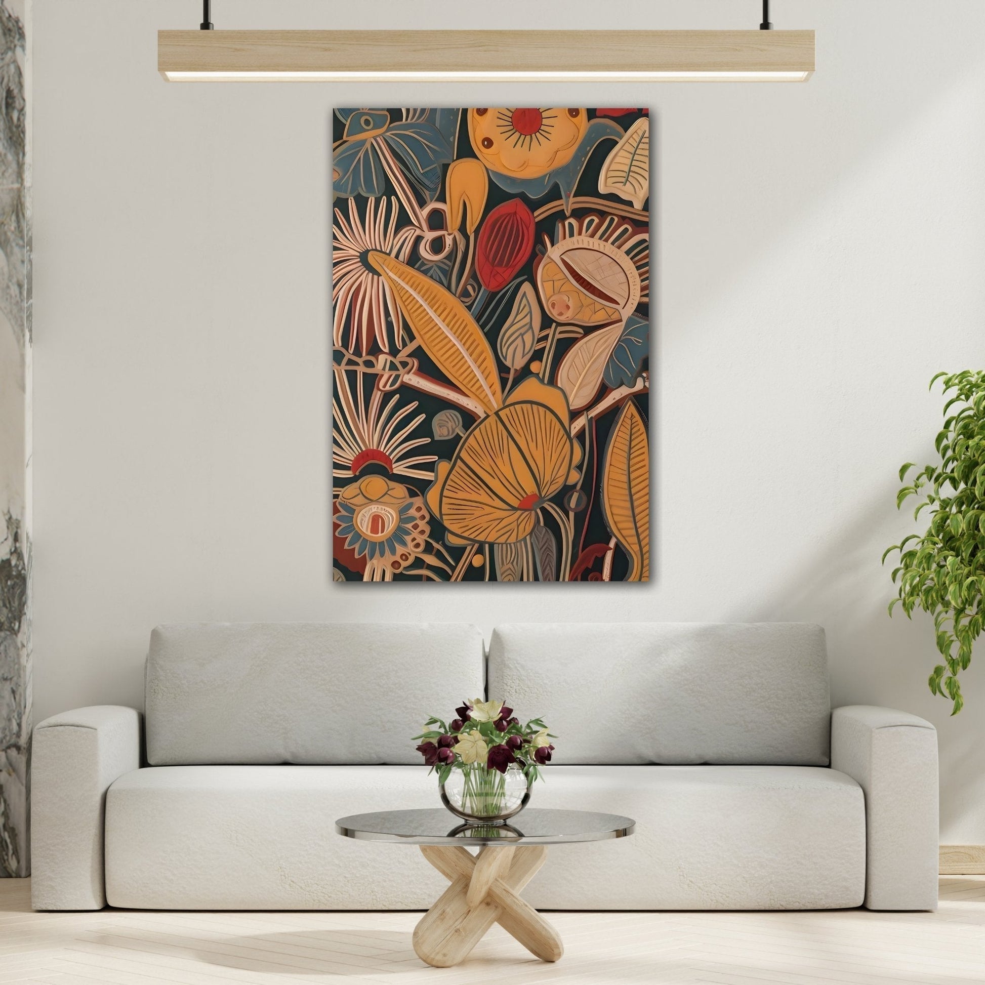 Modern Boho Botanical Canvas Wall Art - Framed Floral Minimalist Print - YesArtYes