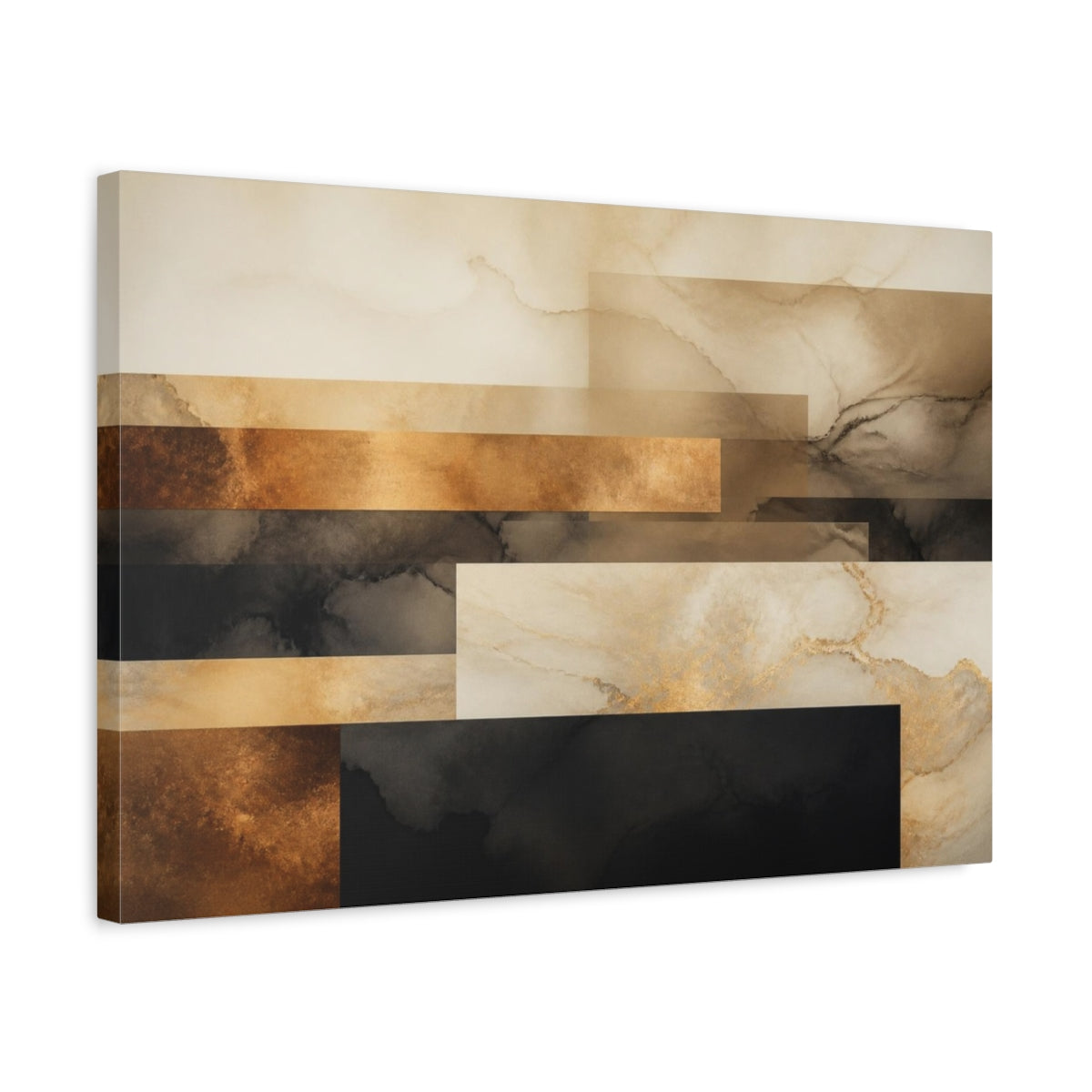 Side Mockup 3. Modern Bronze Layered Planes shown as canvas print