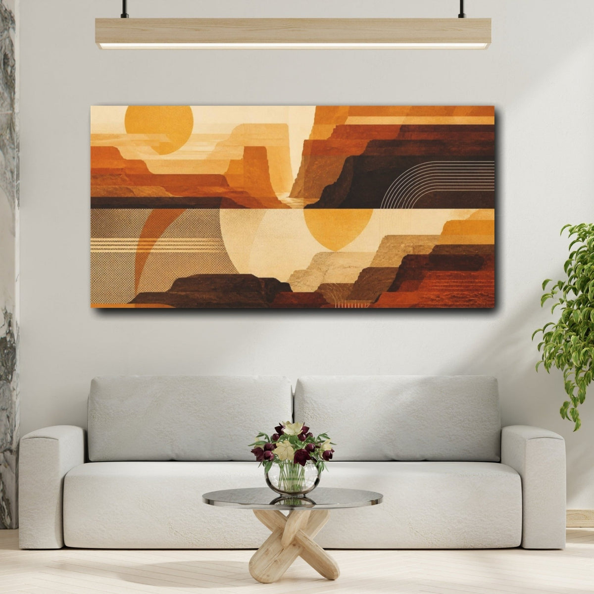 Modern Canyon Layers Canvas Print – Living Room, Above Console Table - YesArtYes