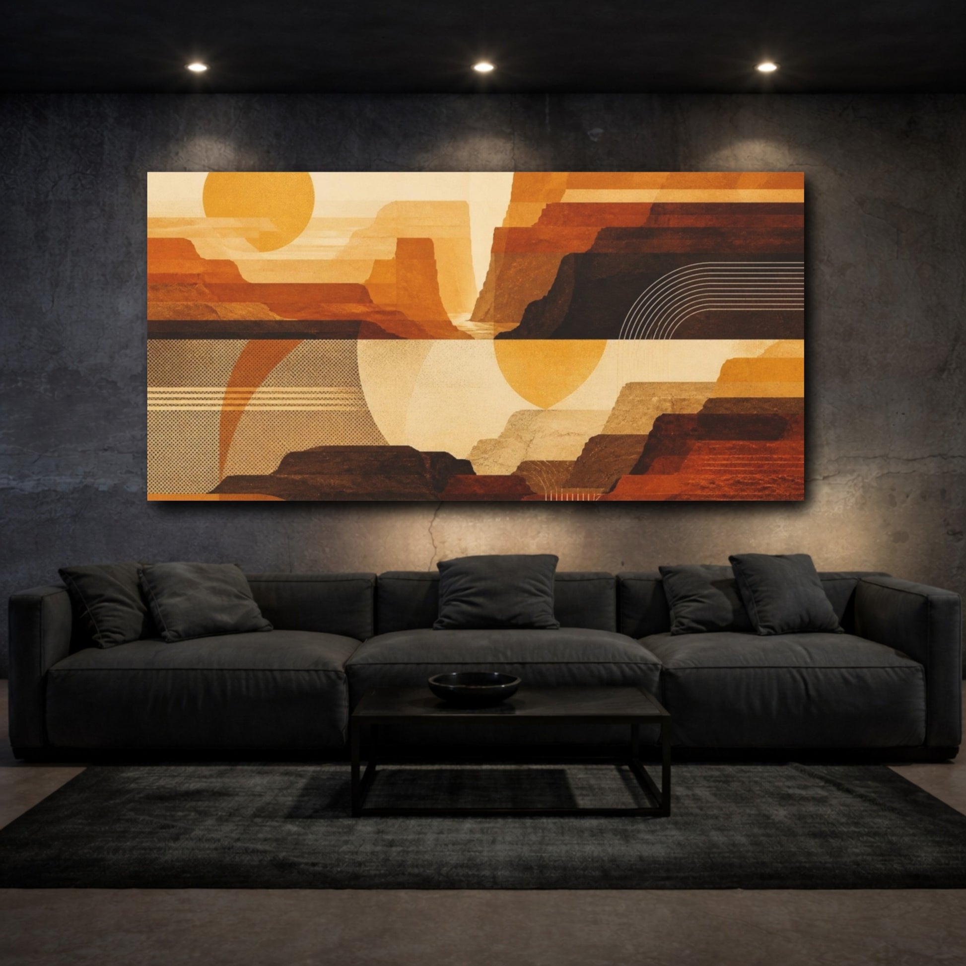 Mockup 3. Modern Canyon Layers shown as canvas print