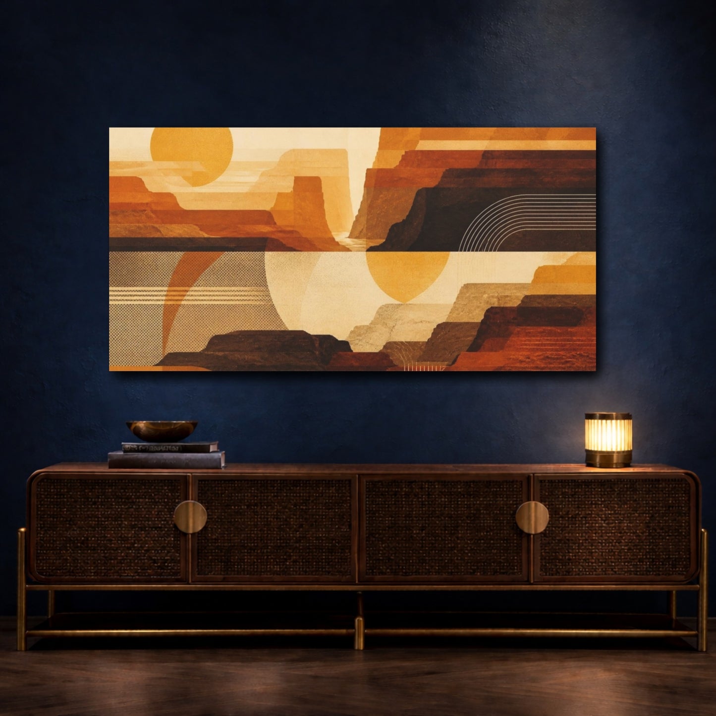 Mockup 4. Modern Canyon Layers shown as canvas print