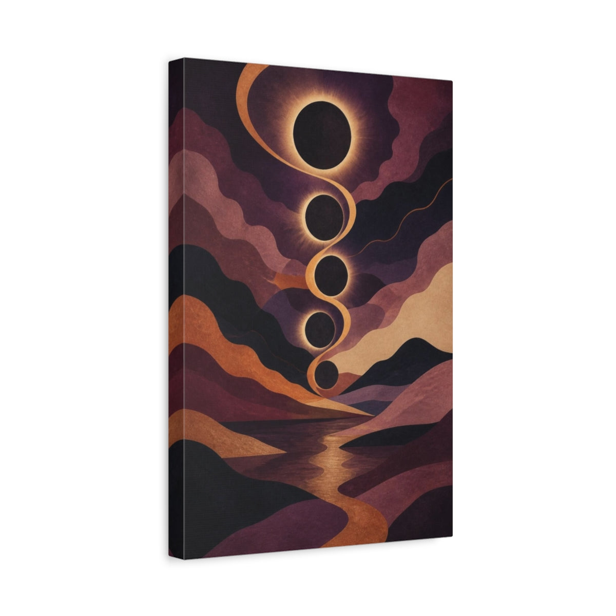Side Mockup 4. Modern Celestial Eclipse shown as canvas print