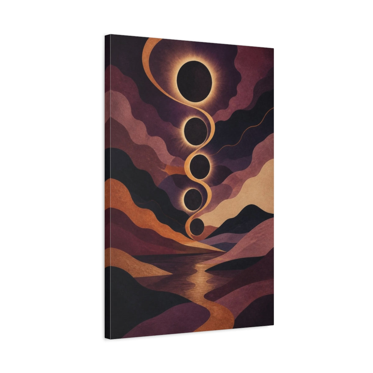 Side Mockup 2. Modern Celestial Eclipse shown as canvas print