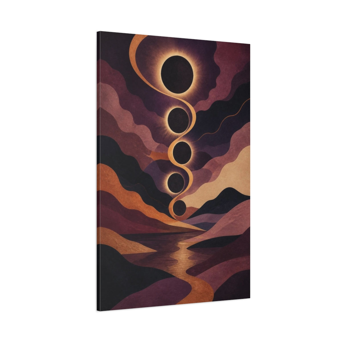 Side Mockup 1. Modern Celestial Eclipse shown as canvas print