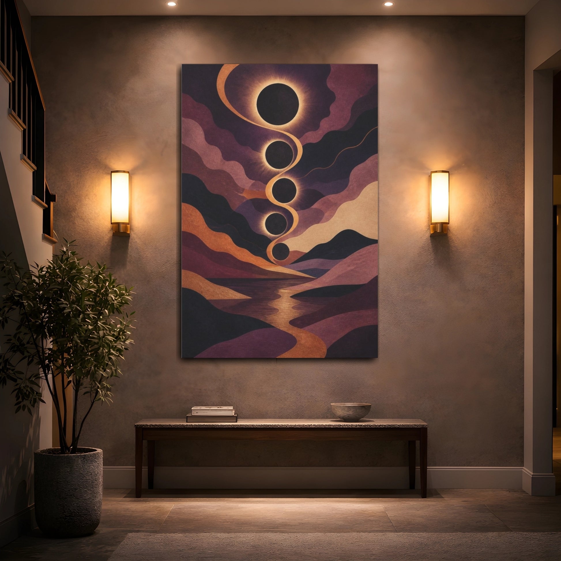 Mockup 2. Modern Celestial Eclipse shown as canvas print