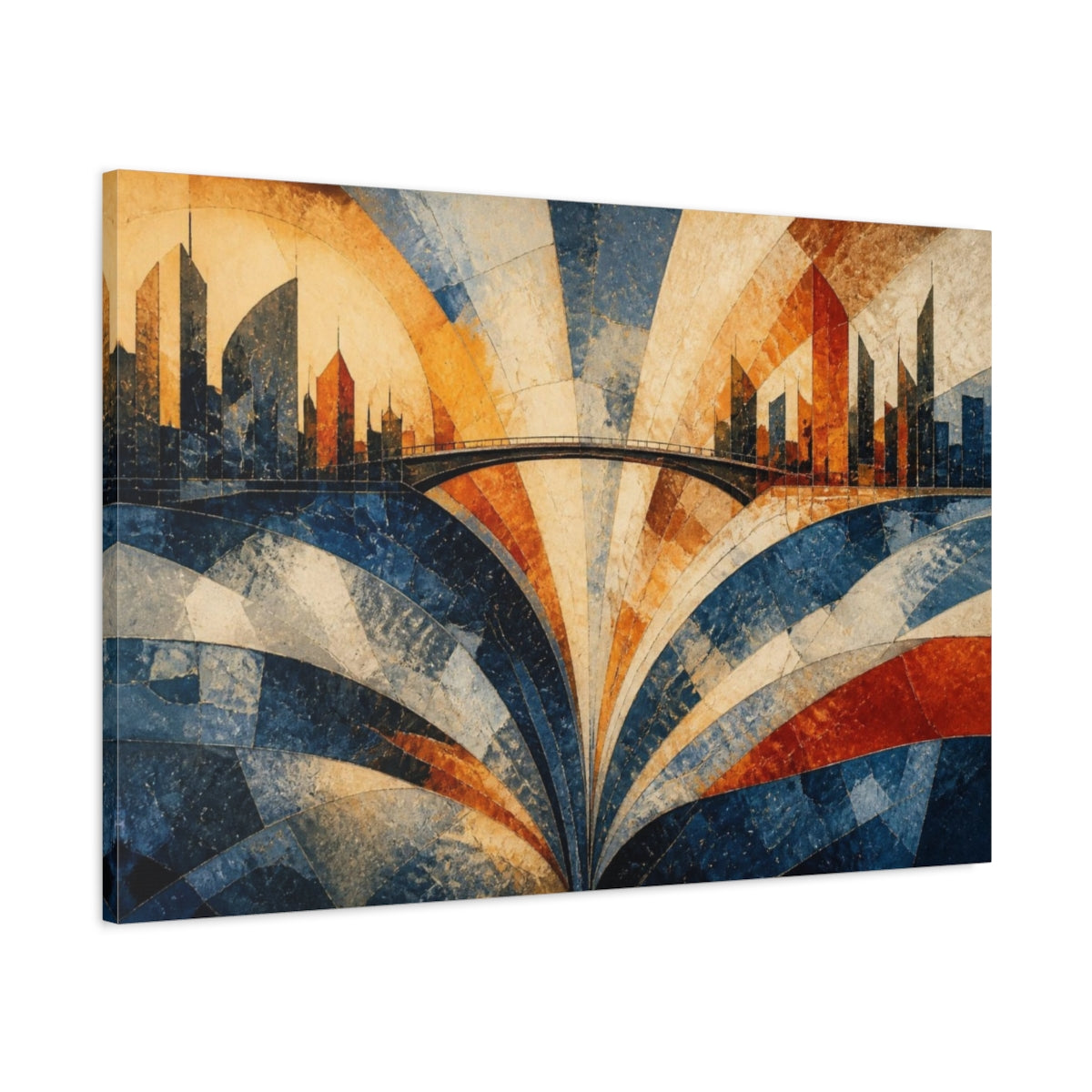 Main Mockup. Modern City Skyline Bridge shown as canvas print