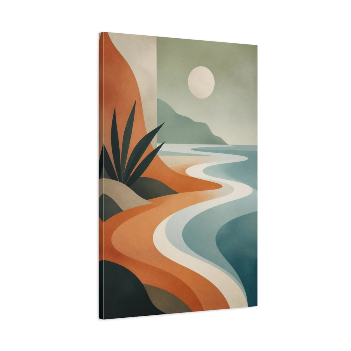Main Mockup. Modern Coastline Curves shown as canvas print