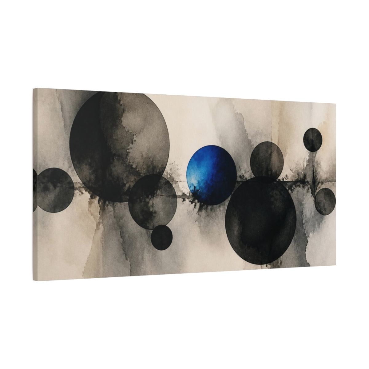 Main Mockup. Modern Cobalt Orb shown as canvas print