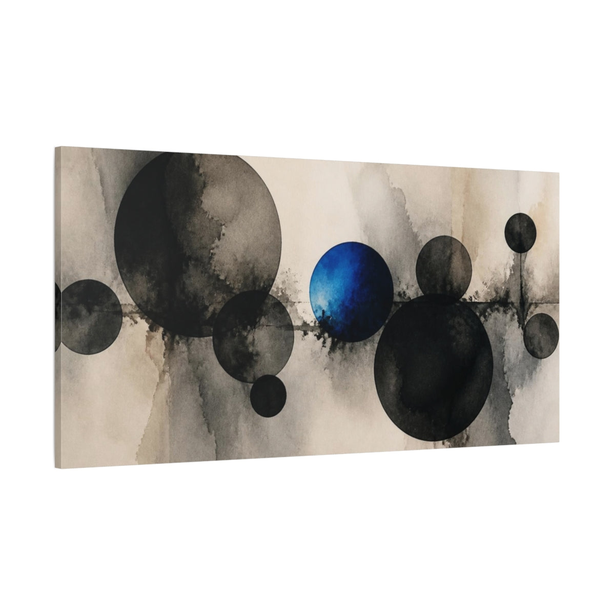 Side Mockup 2. Modern Cobalt Orb shown as canvas print