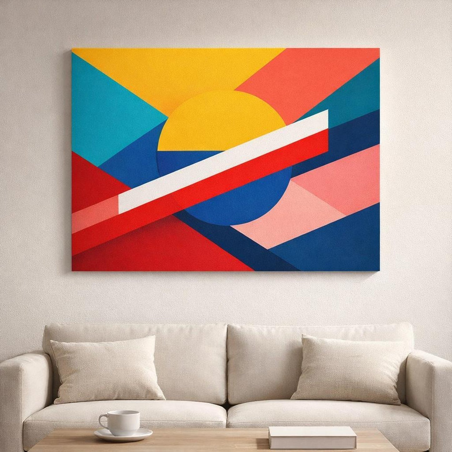 Modern Color Block Art shown as canvas wall art in a refined dining room
