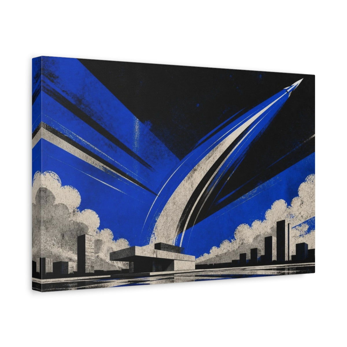 Side Mockup 4. Modern Comet Arc shown as canvas print