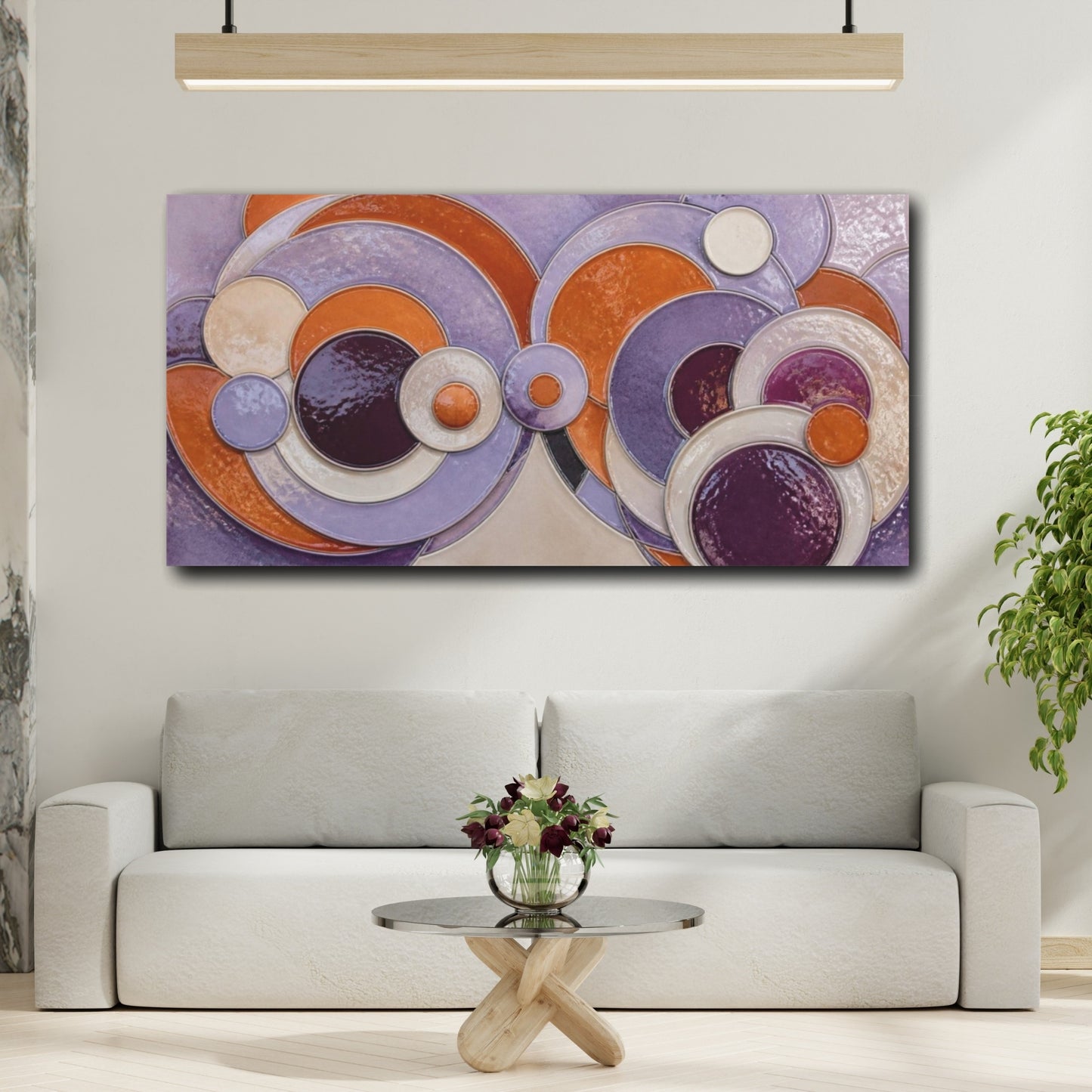 Mockup 2. Modern Concentric Circles shown as canvas print