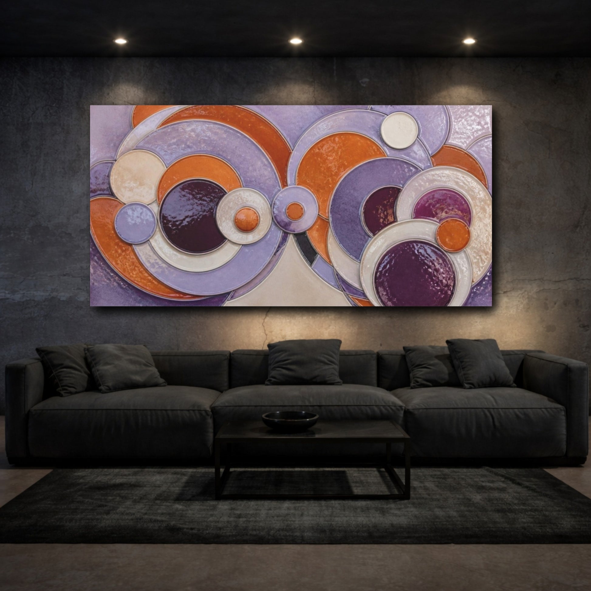 Mockup 3. Modern Concentric Circles shown as canvas print