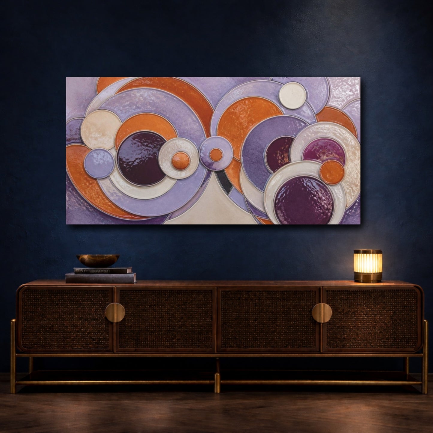Mockup 4. Modern Concentric Circles shown as canvas print