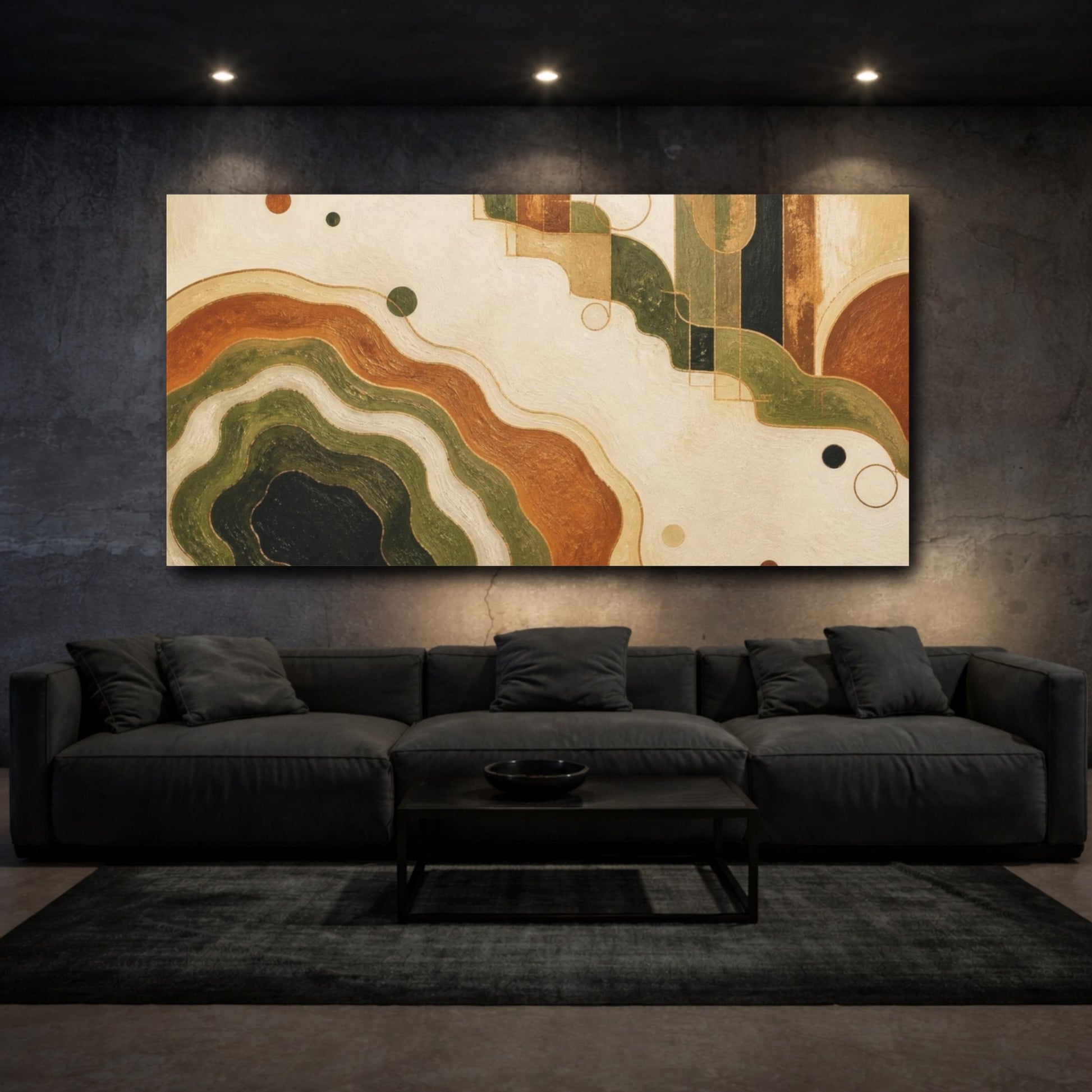 Mockup 3. Modern Contour Basin shown as canvas print