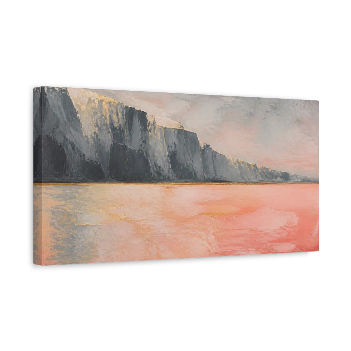 Side Mockup 3. Modern Coral Cliffs shown as canvas print