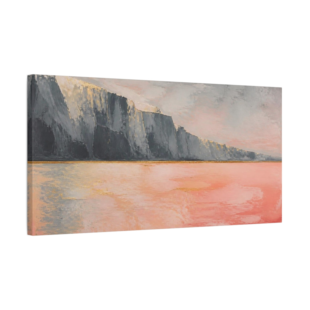 Side Mockup 1. Modern Coral Cliffs shown as canvas print
