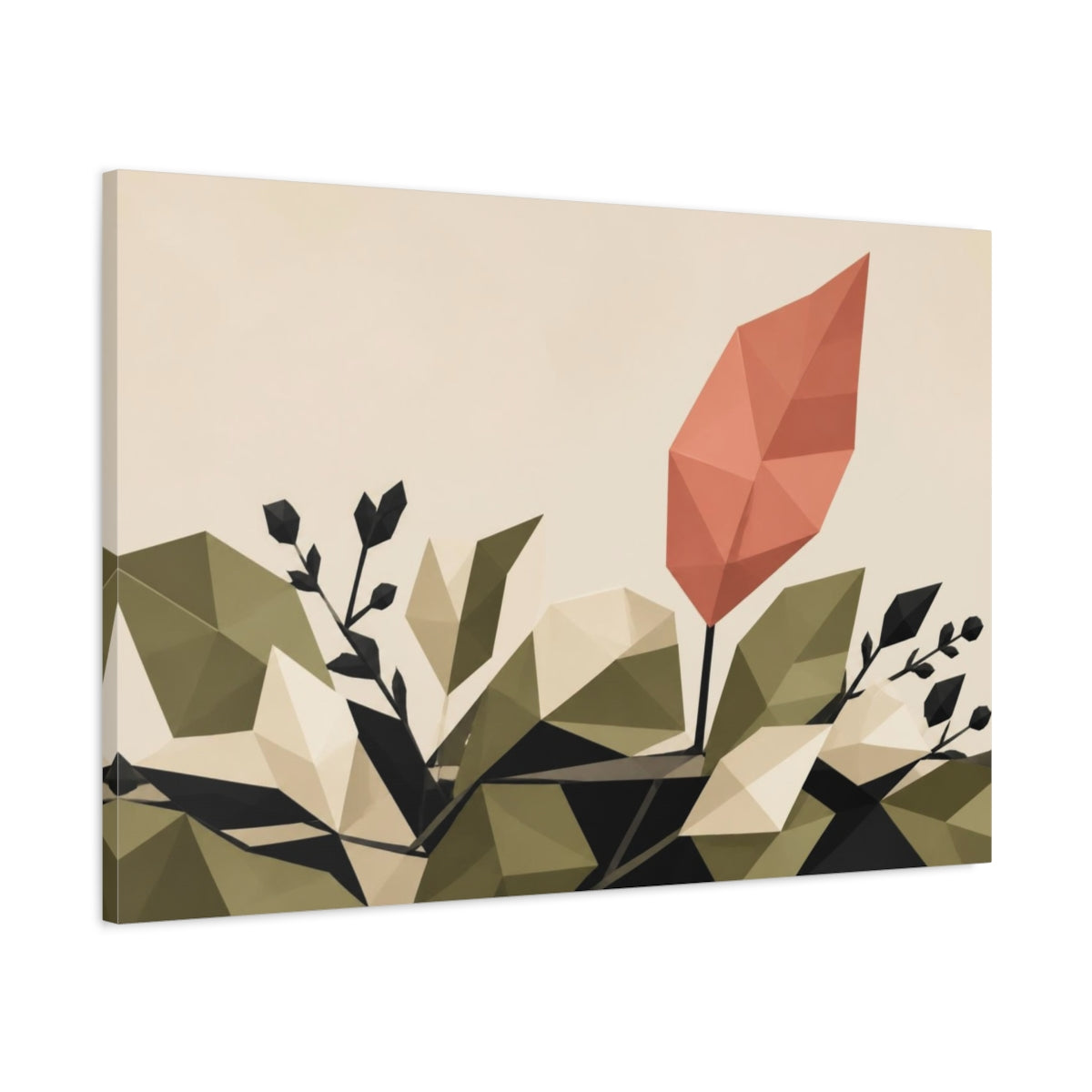 Main Mockup. Modern Coral Leaf shown as canvas print