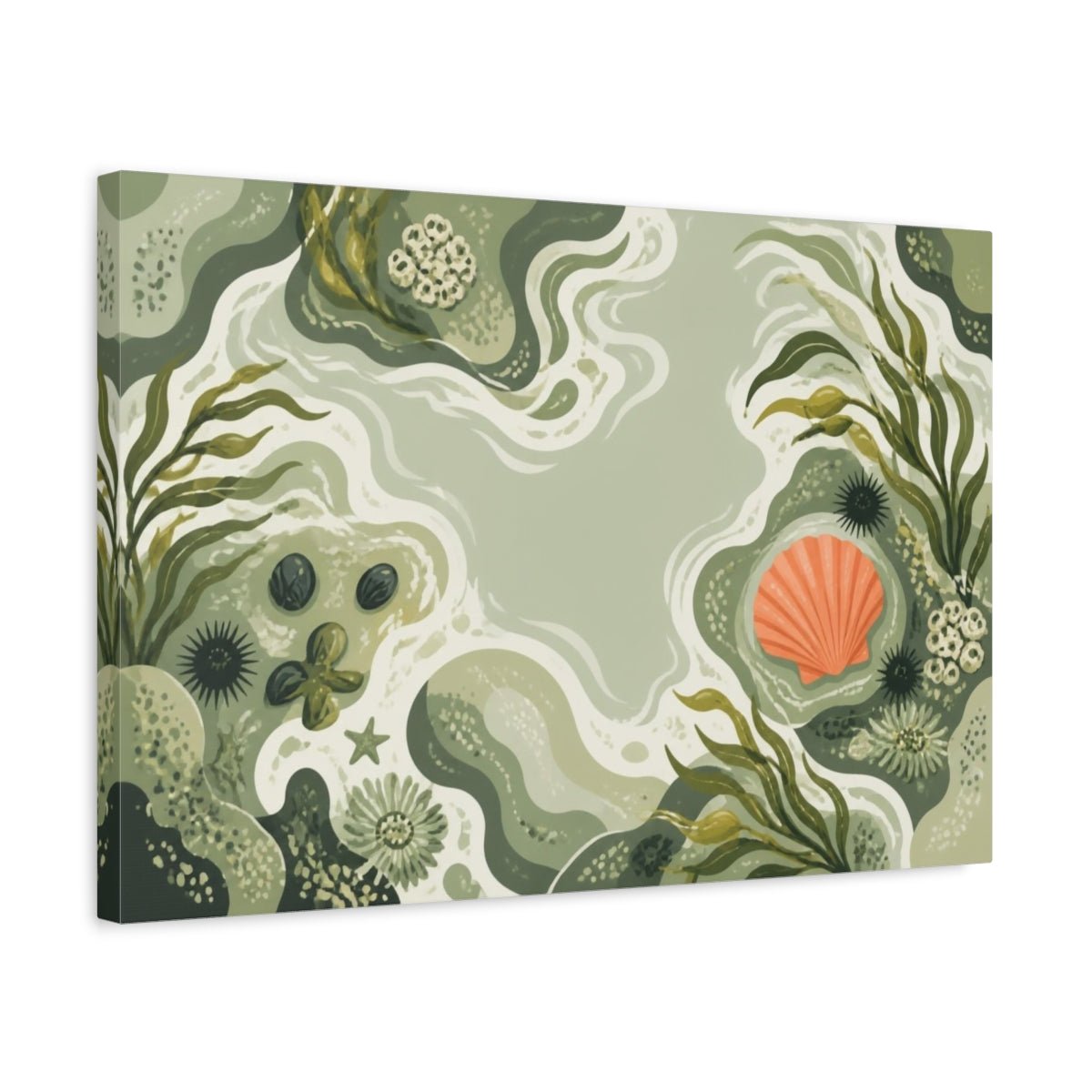 Modern Coral Shell Canvas Print Wall Art – Bathroom Decor, Vanity - YesArtYes
