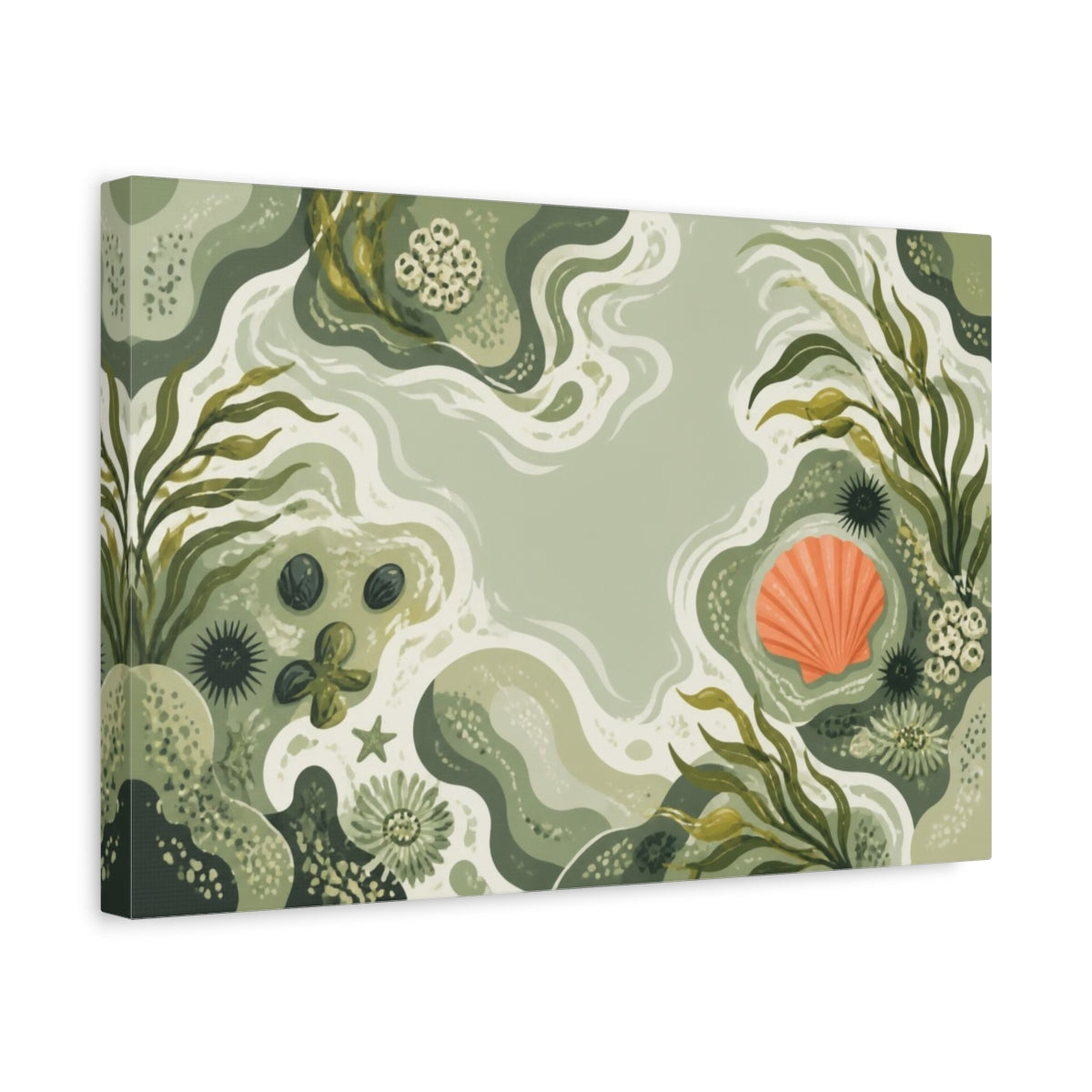 Side Mockup 4. Modern Coral Shell shown as canvas print