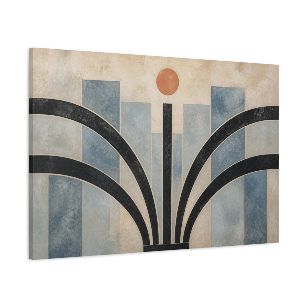 Main Mockup. Modern Coral Sun Arches shown as canvas print