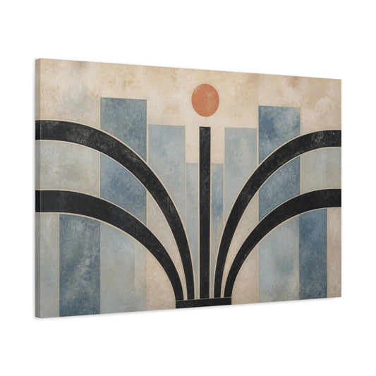 Main Mockup. Modern Coral Sun Arches shown as canvas print