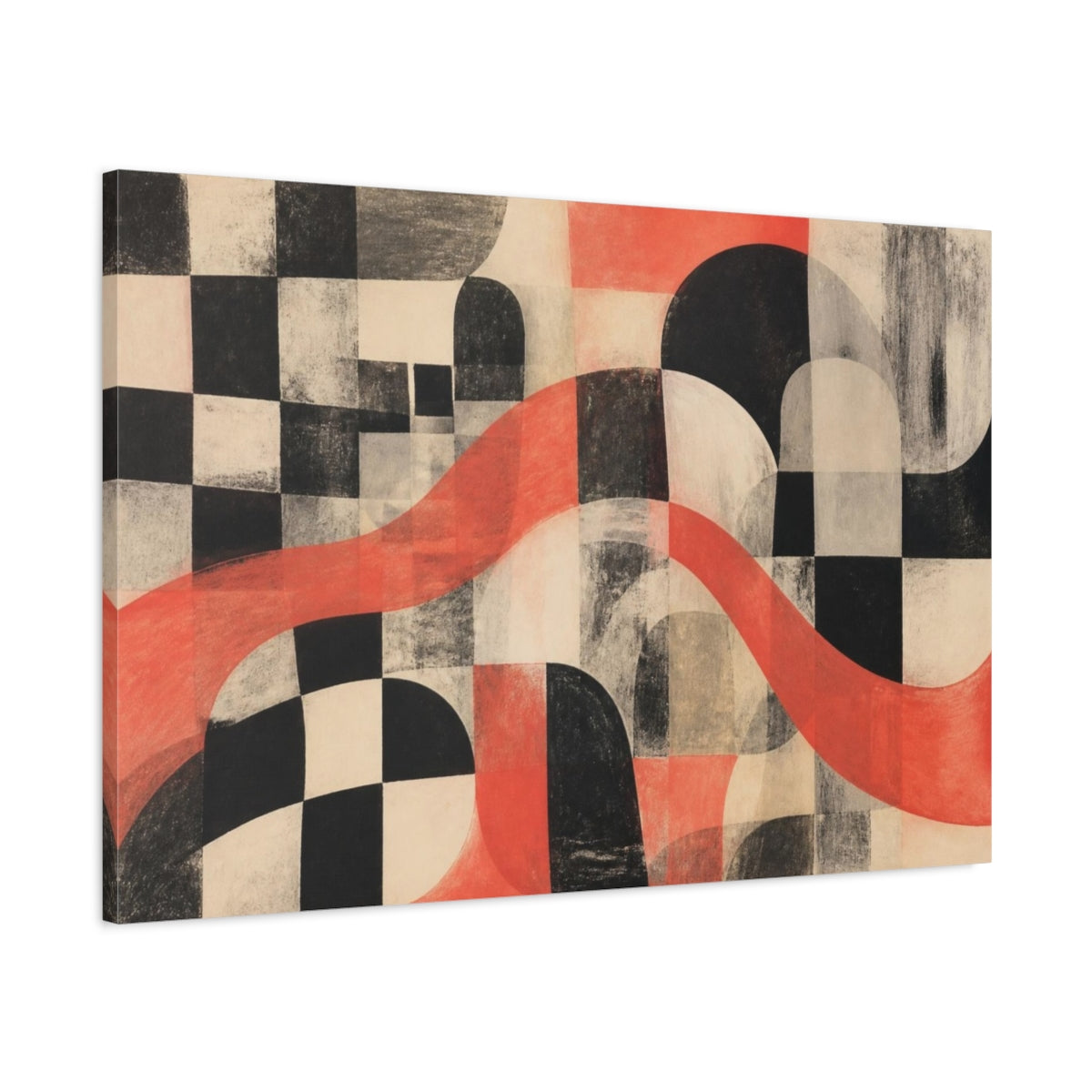 Main Mockup. Modern Coral Wave shown as canvas print