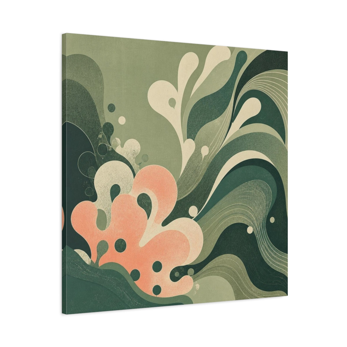 Main Mockup. Modern Coral Wave shown as canvas print