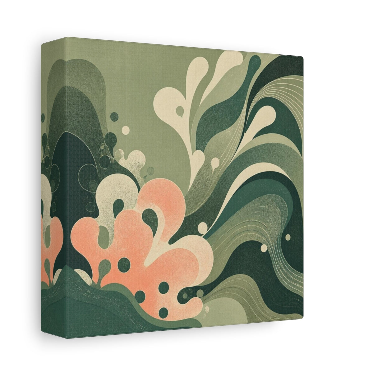 Side Mockup 2. Modern Coral Wave shown as canvas print