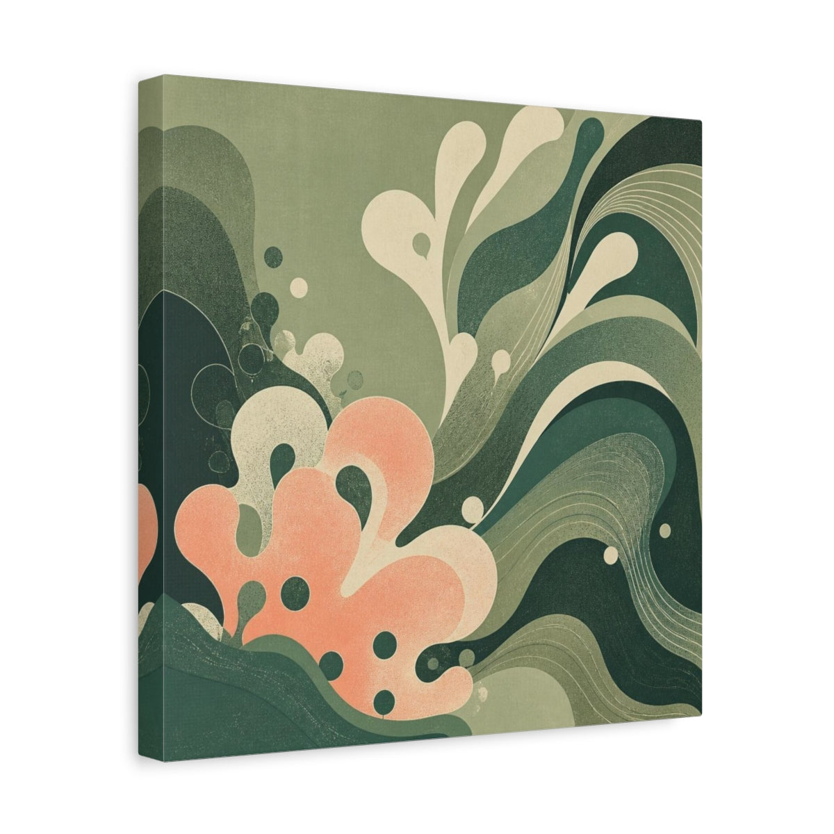 Side Mockup 7. Modern Coral Wave shown as canvas print