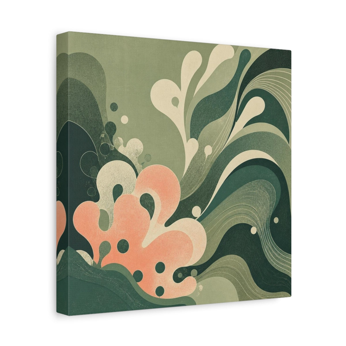 Side Mockup 8. Modern Coral Wave shown as canvas print