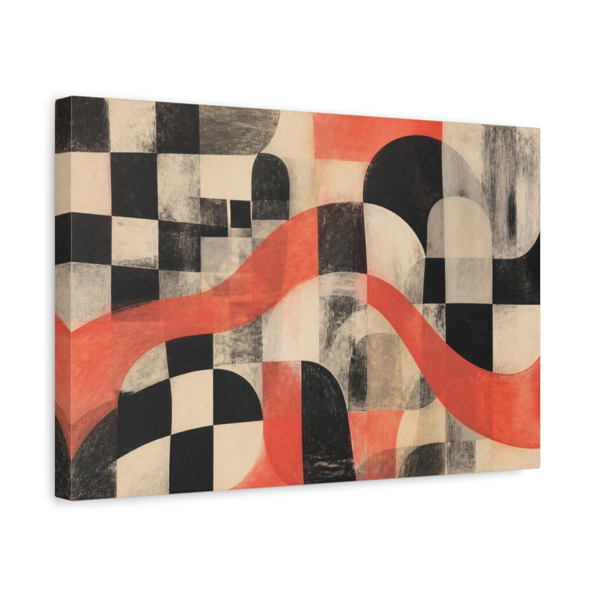 Side Mockup 4. Modern Coral Wave shown as canvas print