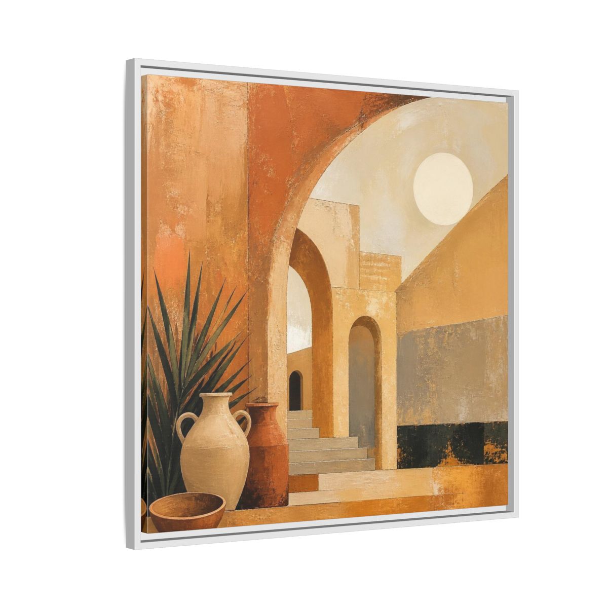 Side Mockup 7. Modern Desert Arches shown as framed canvas print