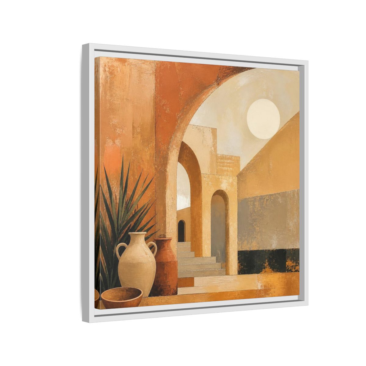 Side Mockup 10. Modern Desert Arches shown as framed canvas print