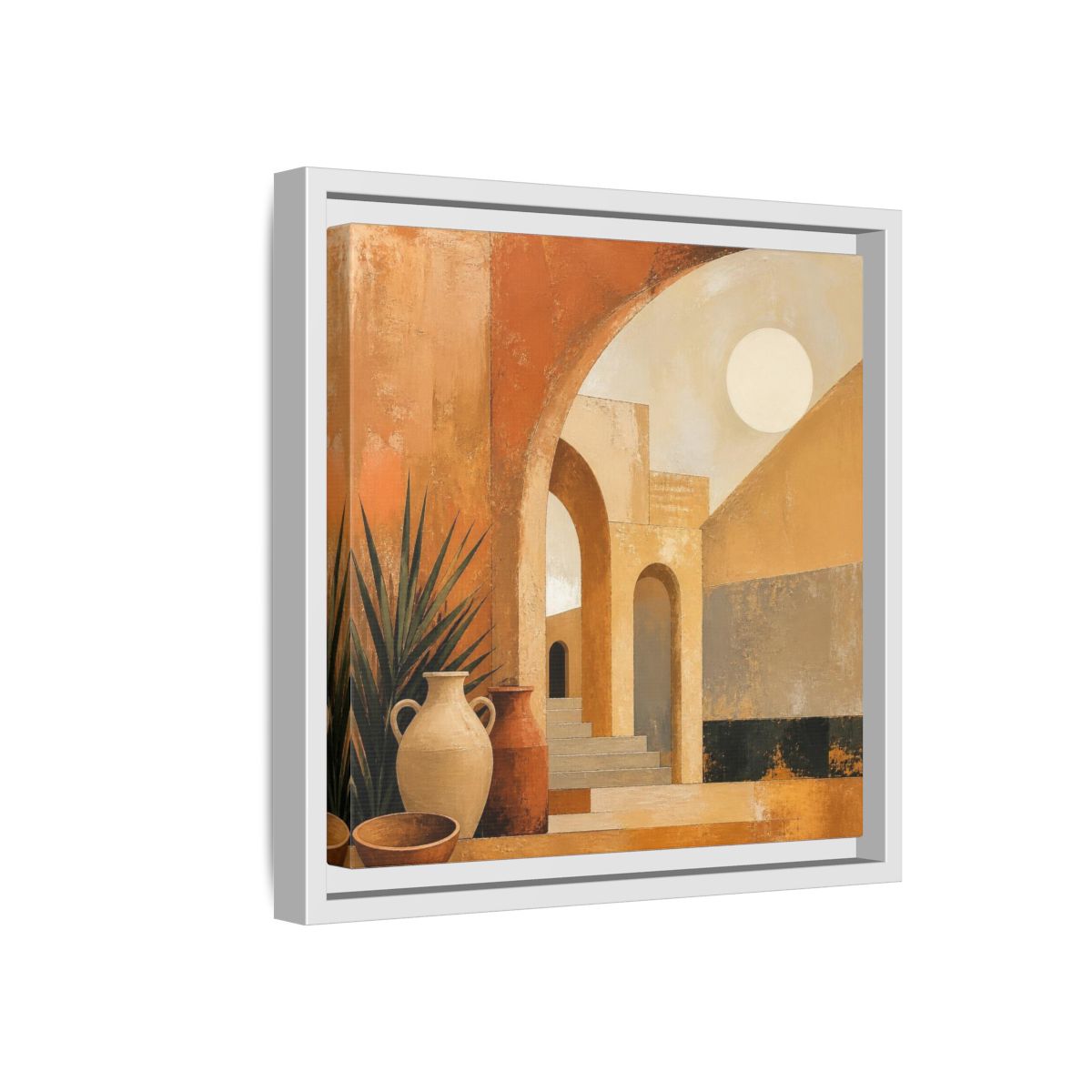 Side Mockup 16. Modern Desert Arches shown as framed canvas print