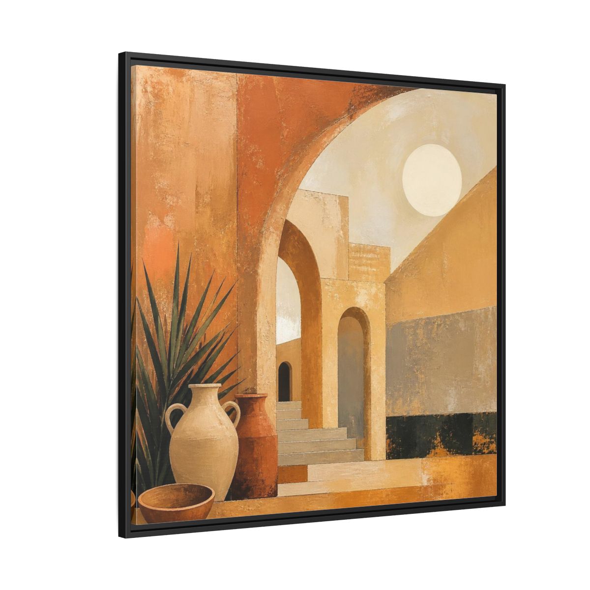 Side Mockup 6. Modern Desert Arches shown as framed canvas print