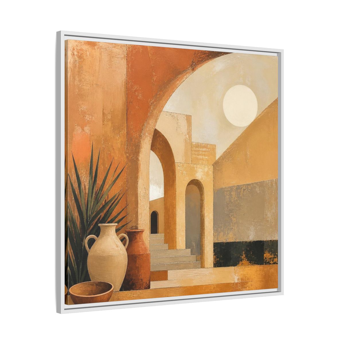 Side Mockup 25. Modern Desert Arches shown as framed canvas print