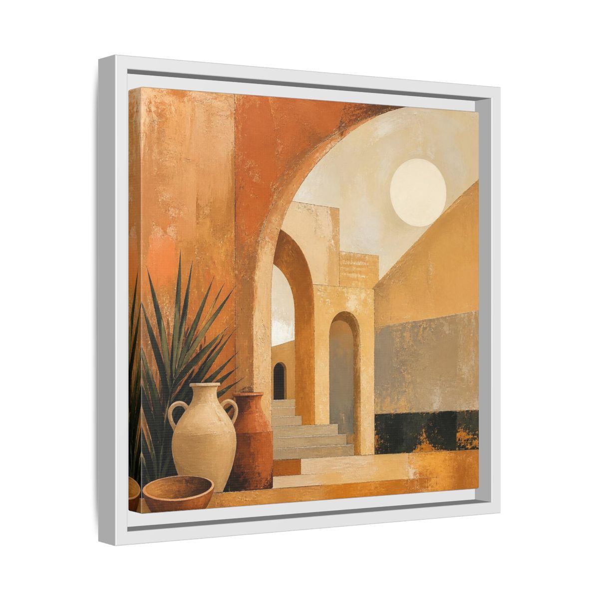 Side Mockup 28. Modern Desert Arches shown as framed canvas print