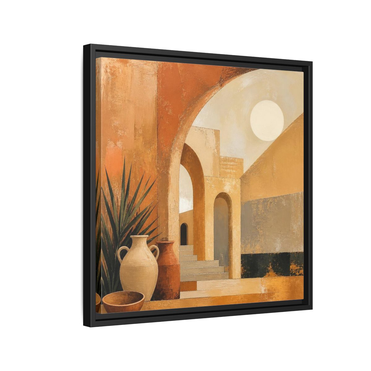 Side Mockup 12. Modern Desert Arches shown as framed canvas print